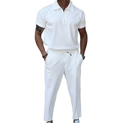 Ralph Mattew – Herren Lockerer Zipper-Hemd & Corduroy-Hose Set