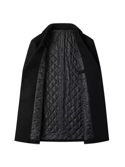 Herren Wollmantel – Stylischer Zweireiher mit Revers