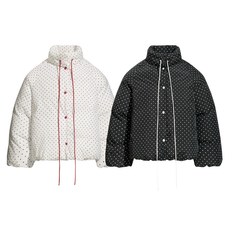 Kurz Gepolsterte Jacke mit Polka Dots – Warmer Übergangs-Wintermantel für Damen & Herren