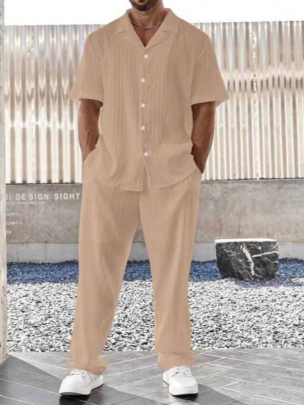 Ralph Mattew – Herren Casual Button-Up Hemd & Kurzarm Hose Set