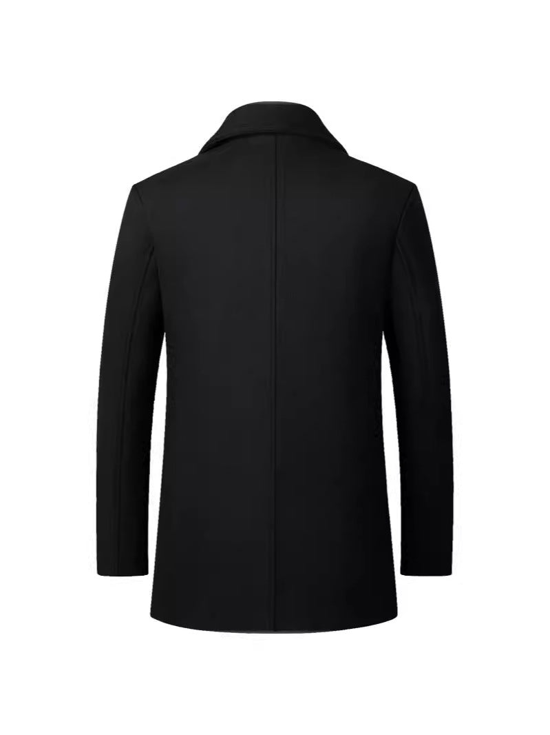 Herren Wollmantel – Stylischer Zweireiher mit Revers