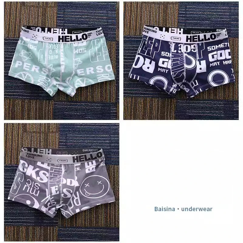 3Stück Bequeme bedruckte Herrenunterwäsche Boxershorts