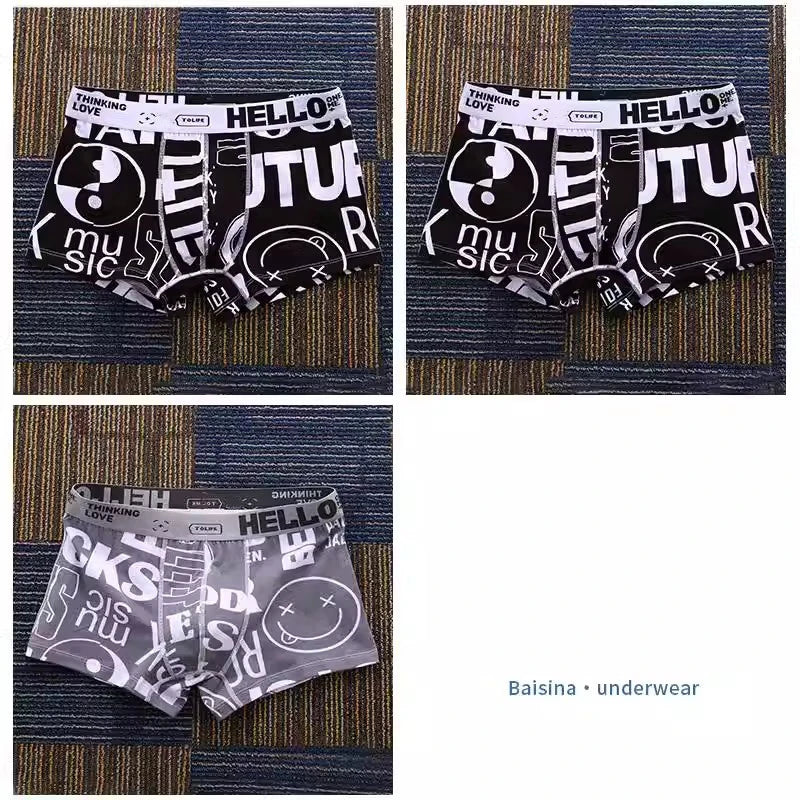 3Stück Bequeme bedruckte Herrenunterwäsche Boxershorts