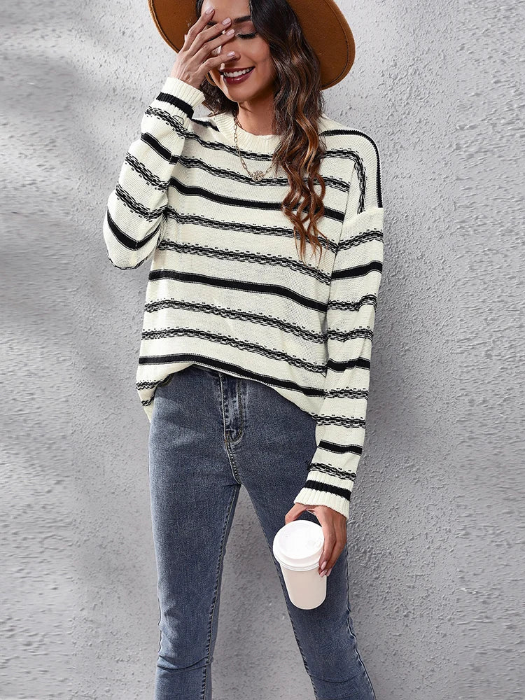 Solid striped sweater