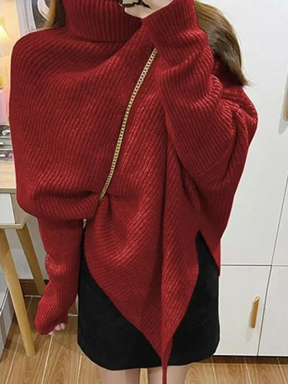 Asymmetrischer Pullover aus Strick