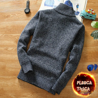 Fleece lined zip knit sweater 