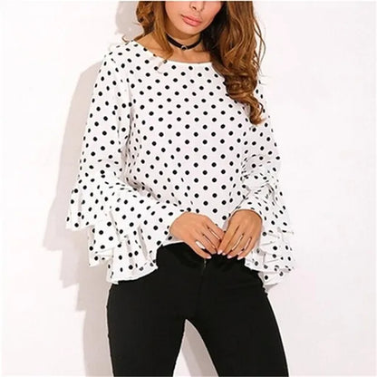 Dotted ruffle blouse