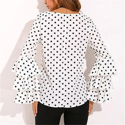 Dotted ruffle blouse