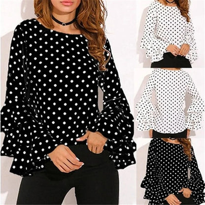 Dotted ruffle blouse