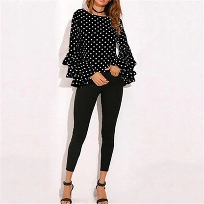 Dotted ruffle blouse