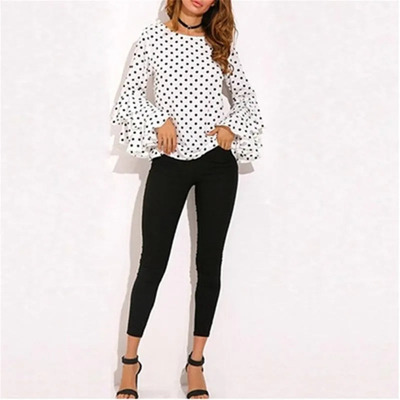 Dotted ruffle blouse