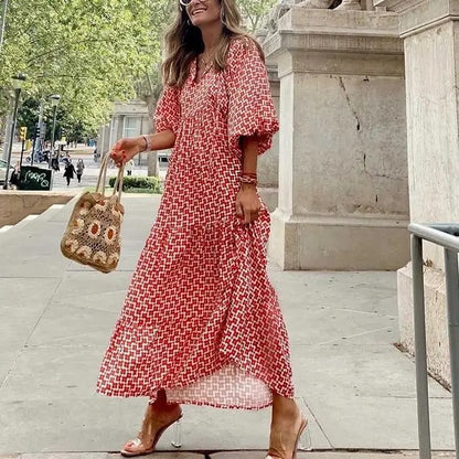 Boho dress with puff sleeves