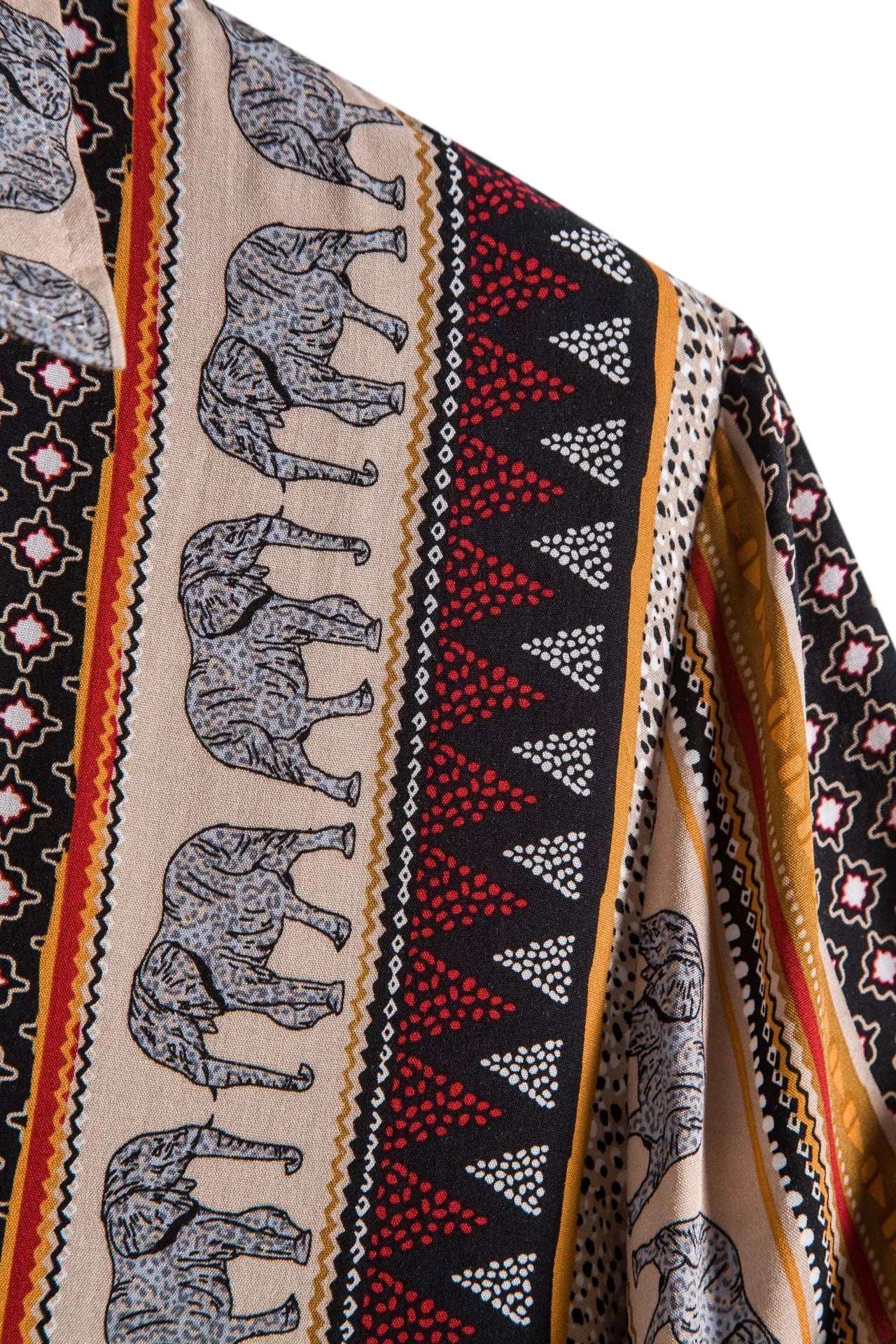 Elephant shirt with geometric print and textured cotton
