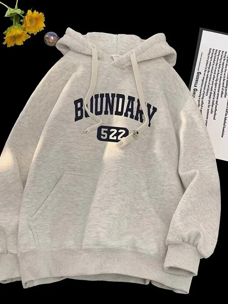 Vintage-Stil Hoodie – Retro Buchstabenprint Übergroßer Herren-Pullover