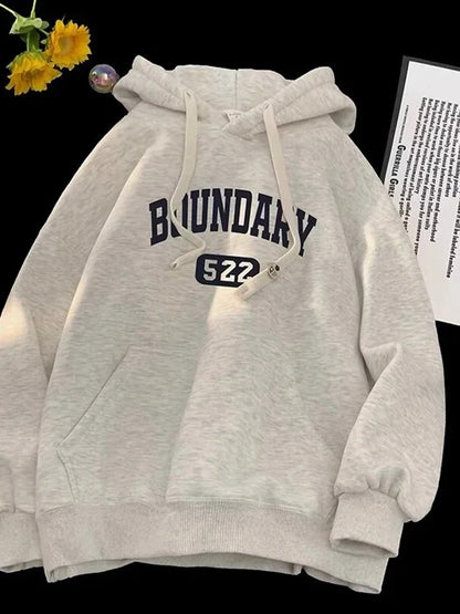 Vintage-Stil Hoodie – Retro Buchstabenprint Übergroßer Herren-Pullover