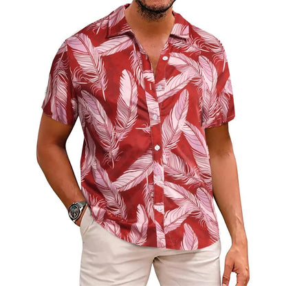 Tropisches Herren Hawaii Hemd mit Feder-Print