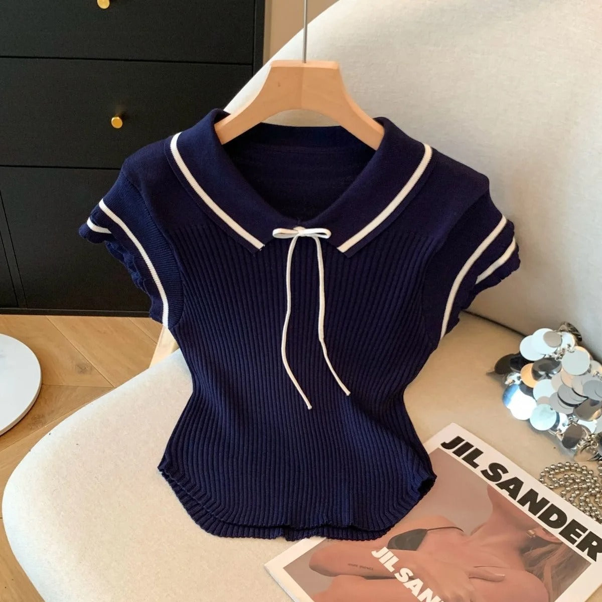 Doppelärmel Strickpullover mit Schleife Damen