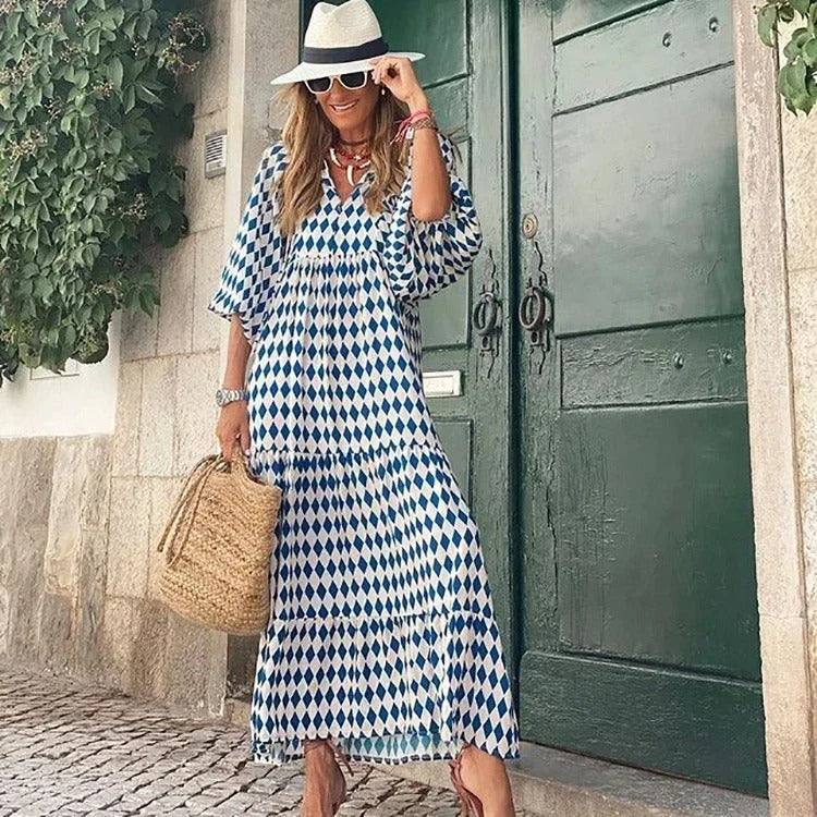 Boho dress with puff sleeves