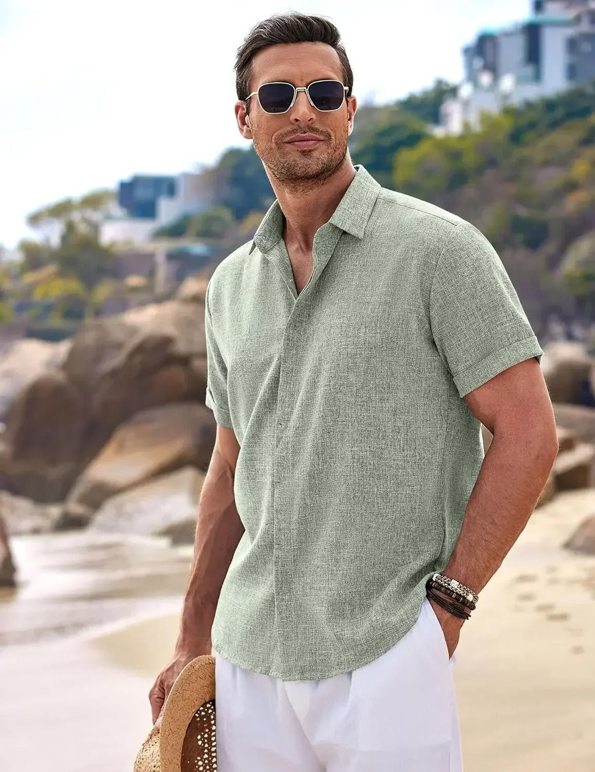 Herren Freizeit Pullover Kurzarm Modehemd