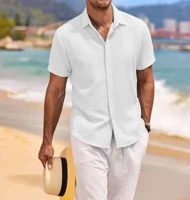 Herren Kurzarm Vintage Hemd mit Knöpfen