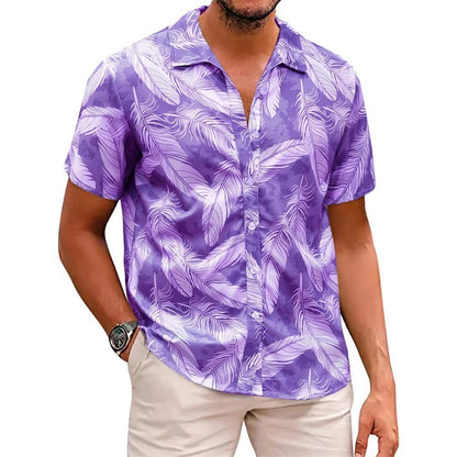Tropisches Herren Hawaii Hemd mit Feder-Print