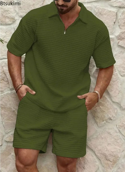 Herren Sport-Trainingsanzug Set Kariert Uni