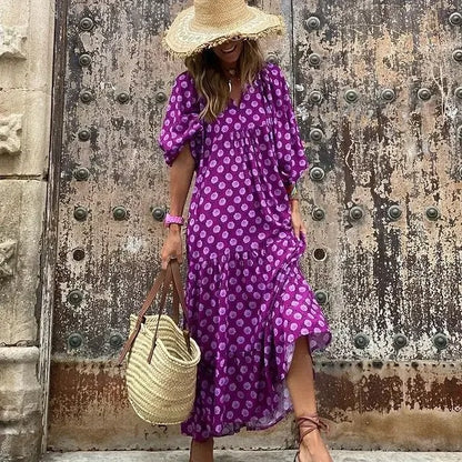 Boho dress with puff sleeves