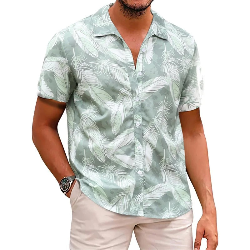 Tropisches Herren Hawaii Hemd mit Feder-Print