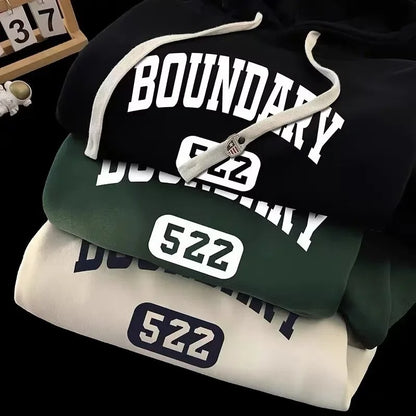 Vintage-Stil Hoodie – Retro Buchstabenprint Übergroßer Herren-Pullover