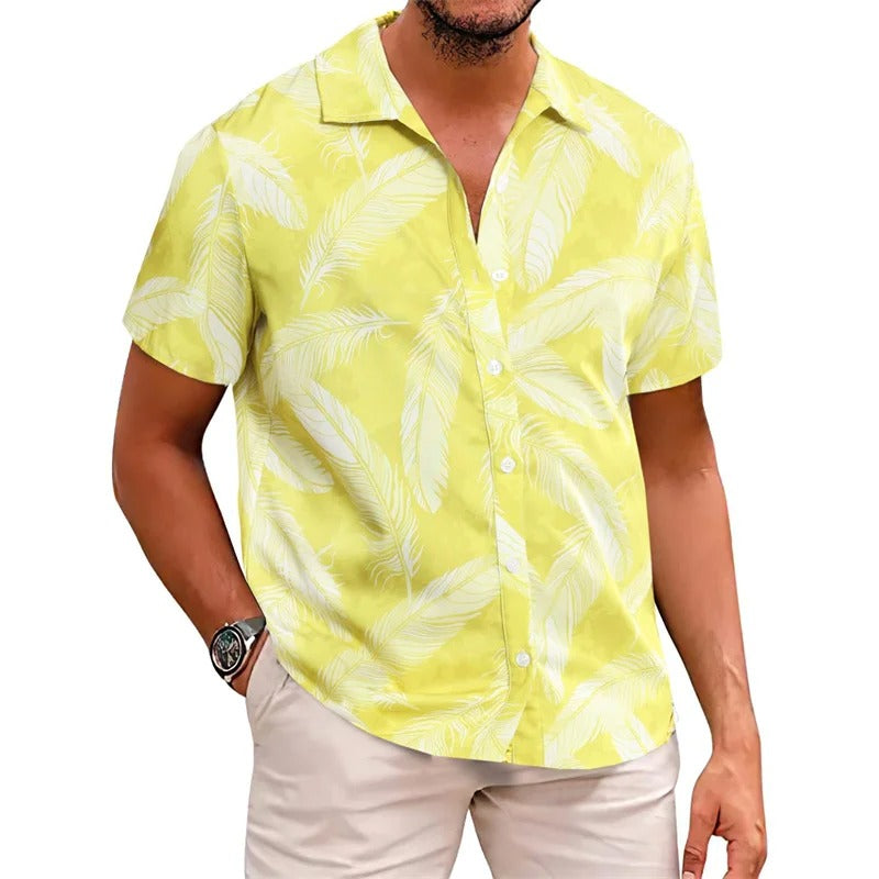 Tropisches Herren Hawaii Hemd mit Feder-Print