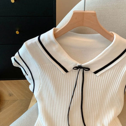 Doppelärmel Strickpullover mit Schleife Damen