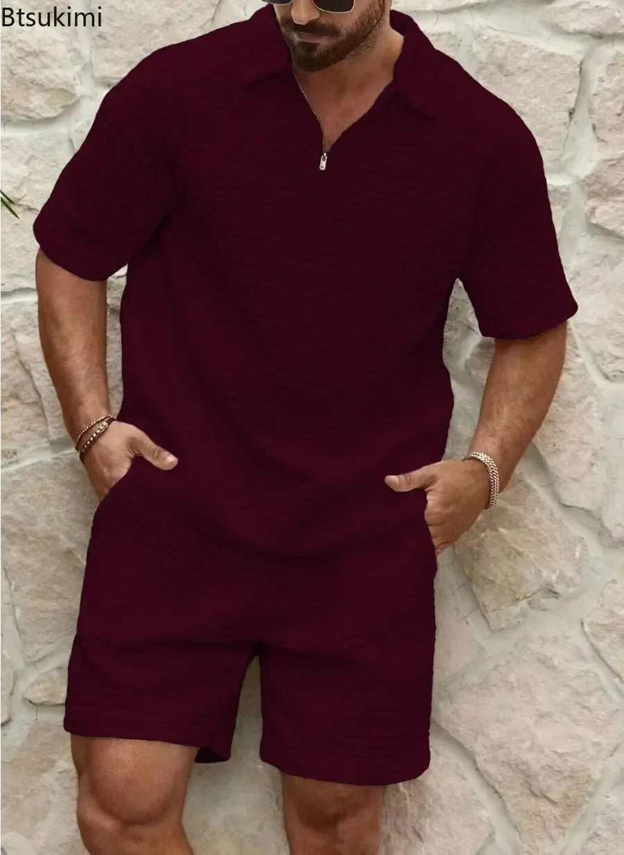 Herren Sport-Trainingsanzug Set Kariert Uni