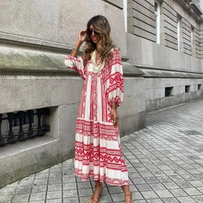 Boho dress with puff sleeves