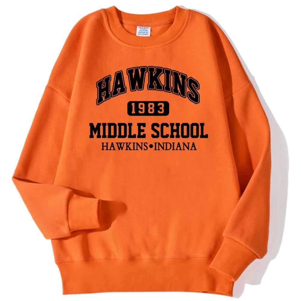 Hawkins Middle School Hoodie – Retro Unisex Fleece Sweatshirt im Vintage-Stil