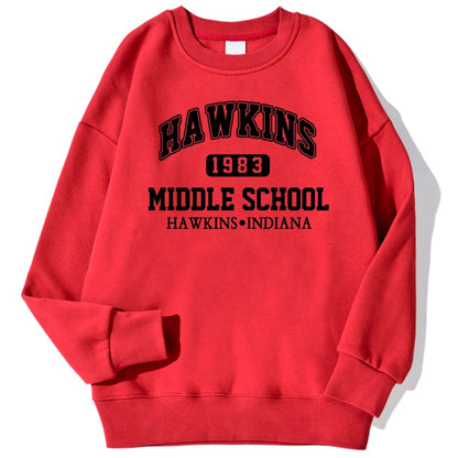 Hawkins Middle School Hoodie – Retro Unisex Fleece Sweatshirt im Vintage-Stil