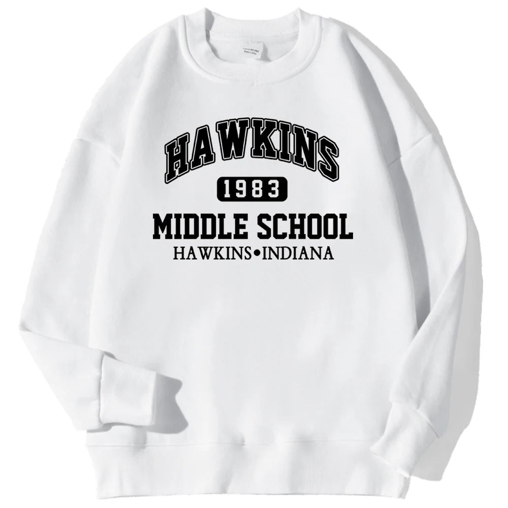 Hawkins Middle School Hoodie – Retro Unisex Fleece Sweatshirt im Vintage-Stil