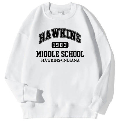 Hawkins Middle School Hoodie – Retro Unisex Fleece Sweatshirt im Vintage-Stil