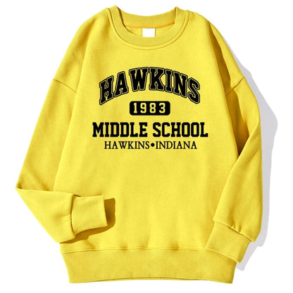Hawkins Middle School Hoodie – Retro Unisex Fleece Sweatshirt im Vintage-Stil