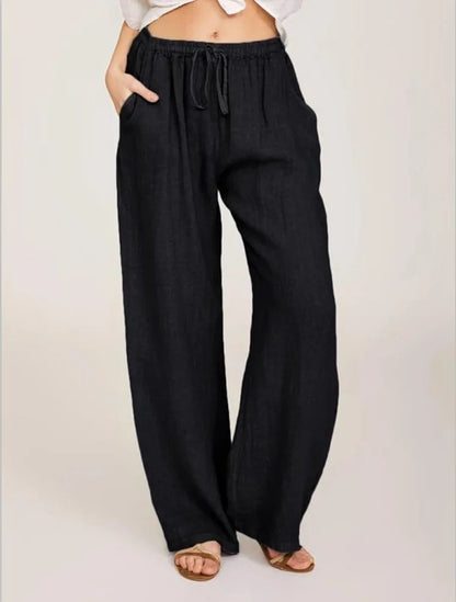Damen Baumwoll Leinen Hose mit Gummibund