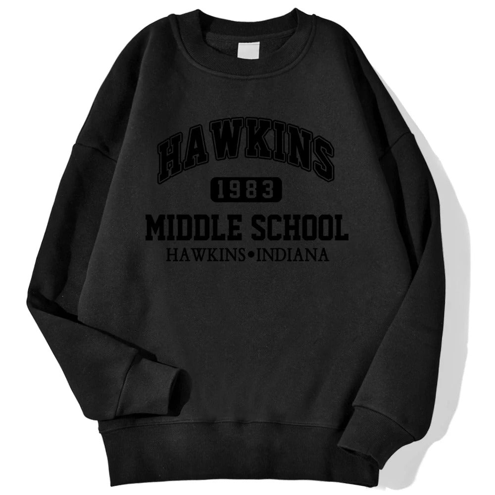 Hawkins Middle School Hoodie – Retro Unisex Fleece Sweatshirt im Vintage-Stil