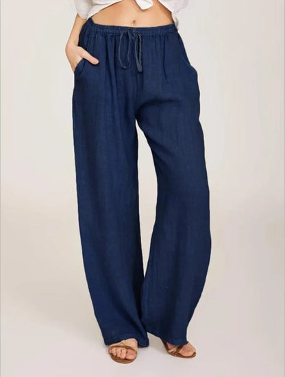 Damen Baumwoll Leinen Hose mit Gummibund