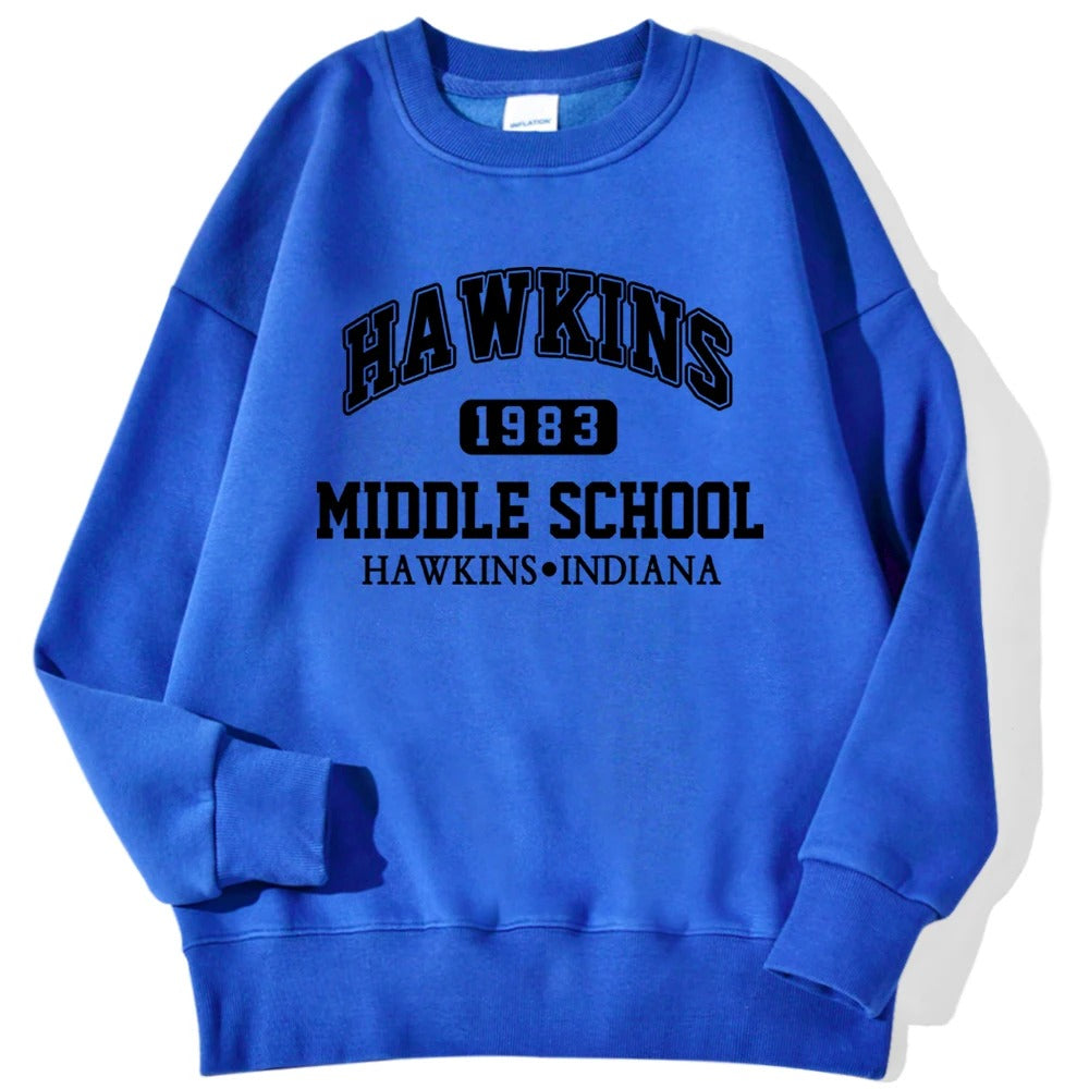 Hawkins Middle School Hoodie – Retro Unisex Fleece Sweatshirt im Vintage-Stil