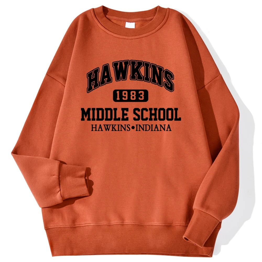 Hawkins Middle School Hoodie – Retro Unisex Fleece Sweatshirt im Vintage-Stil