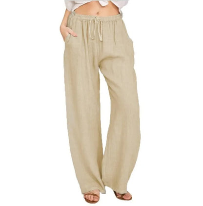 Damen Baumwoll Leinen Hose mit Gummibund