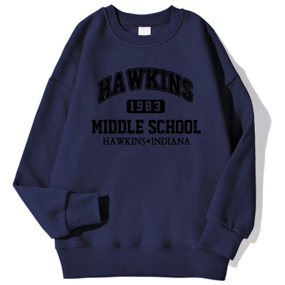 Hawkins Middle School Hoodie – Retro Unisex Fleece Sweatshirt im Vintage-Stil