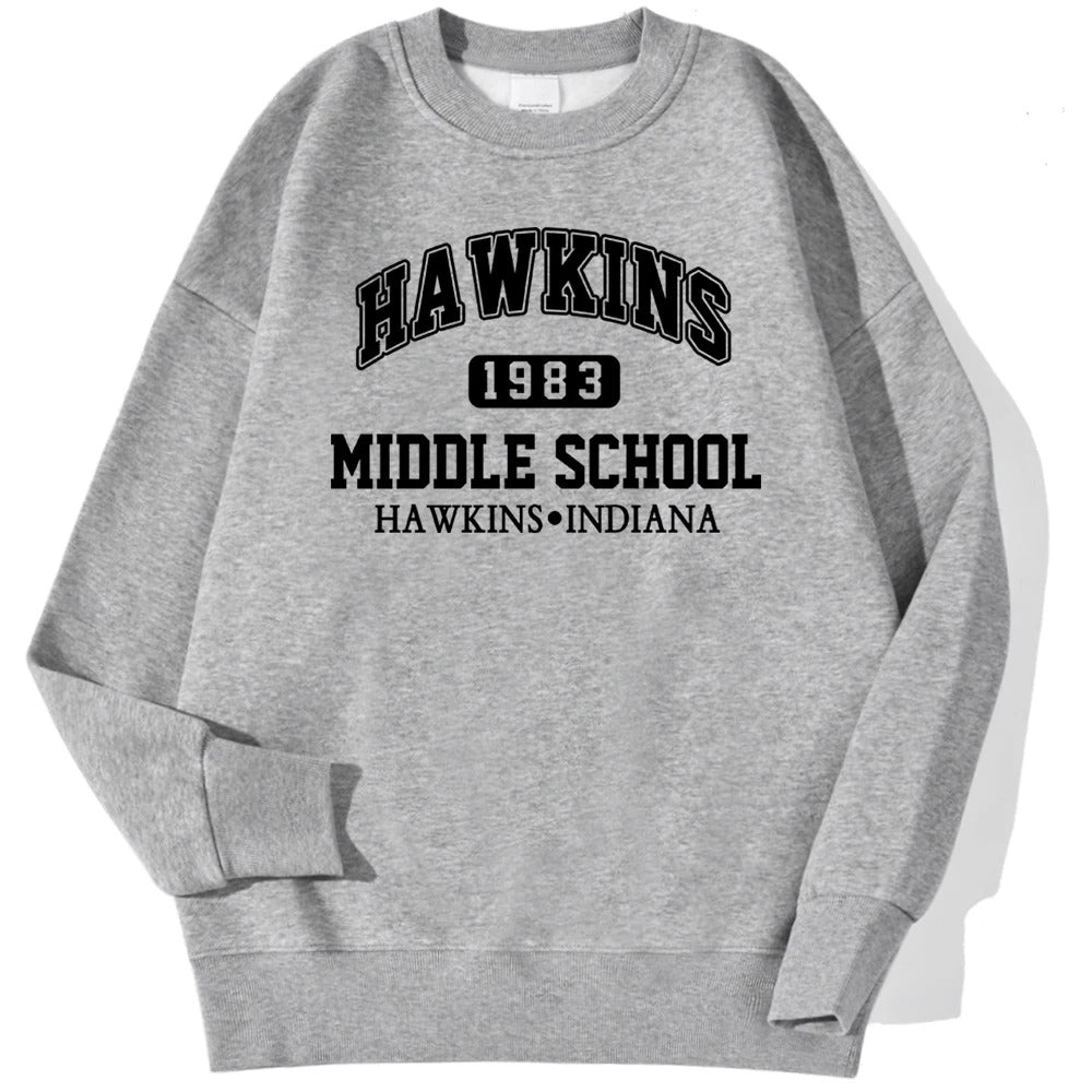 Hawkins Middle School Hoodie – Retro Unisex Fleece Sweatshirt im Vintage-Stil