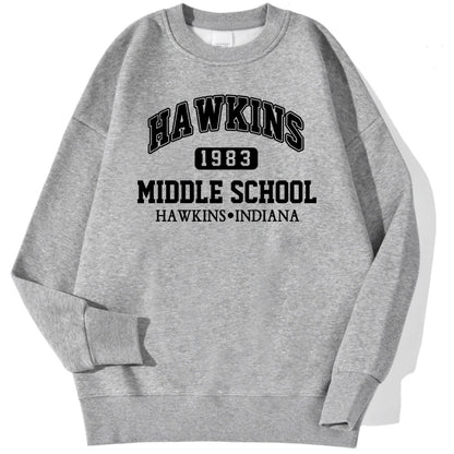 Hawkins Middle School Hoodie – Retro Unisex Fleece Sweatshirt im Vintage-Stil