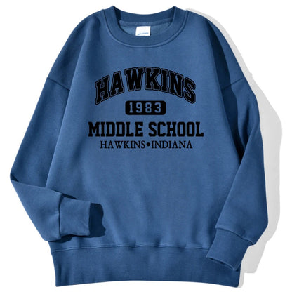 Hawkins Middle School Hoodie – Retro Unisex Fleece Sweatshirt im Vintage-Stil