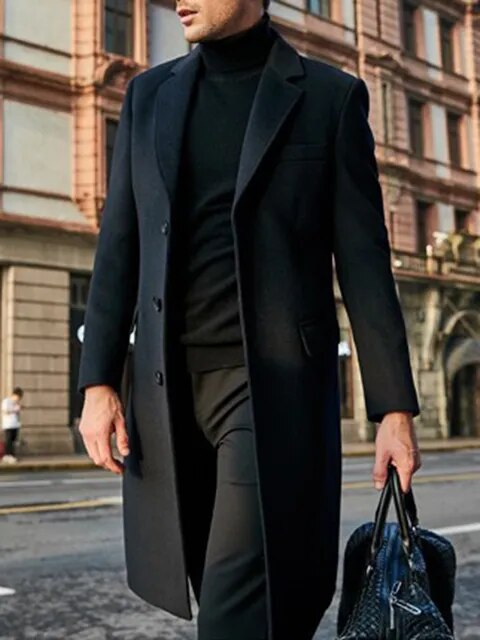 Elegant single breasted trench coat for men