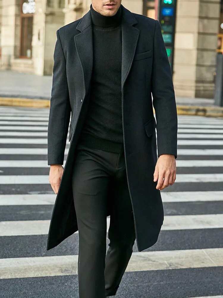 Elegant single breasted trench coat for men